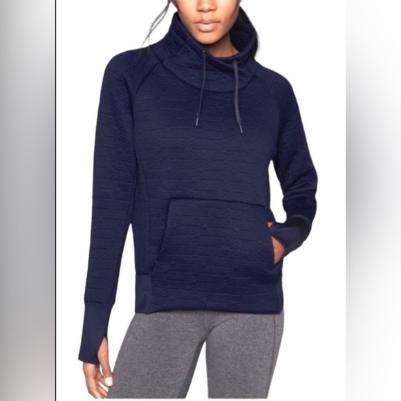 Athleta Navy Blue Elevation Jaquard Quilted Pullover Size Small - Picture 1 of 4